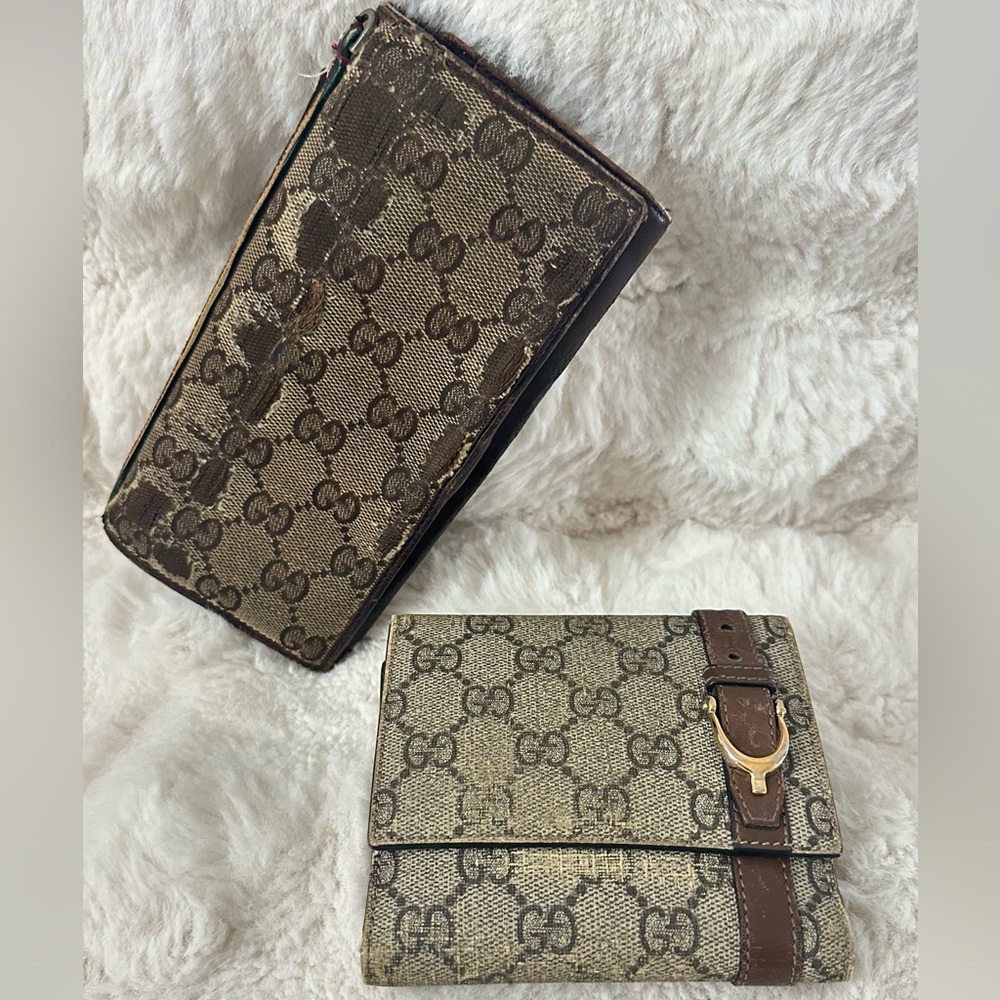 Project wallets - Authentic Gucci Brown and Tan Wallets with Iconic GG Monogram